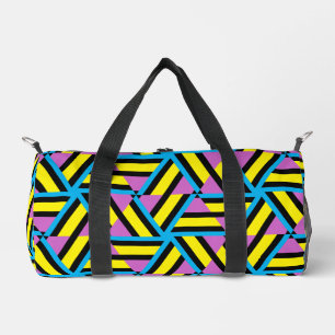Bright Yellow Purple Aqua Black Geometric Pattern Duffle Bag