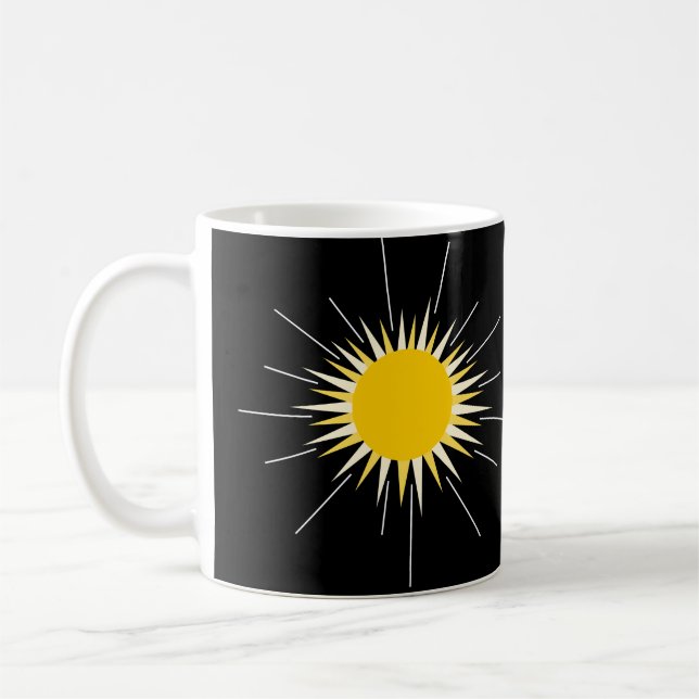 Bright yellow  radiant shining sun  coffee mug (Left)
