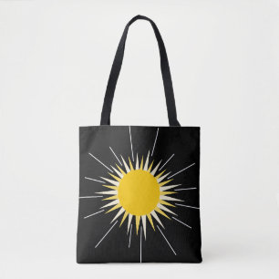 Bright yellow radiant shining sun  tote bag
