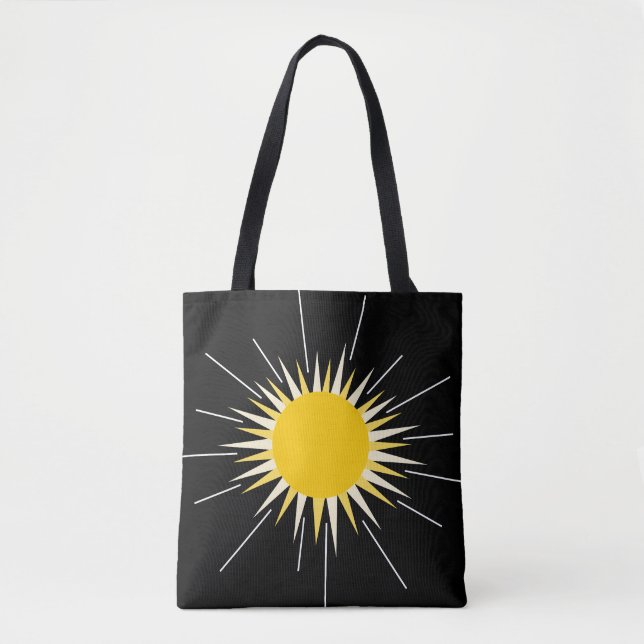 Bright yellow radiant shining sun  tote bag (Front)