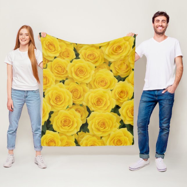 Bright Yellow Rose Fleece Blanket (In Situ)
