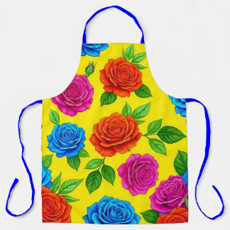 Bright Yellow Rose Floral Apron