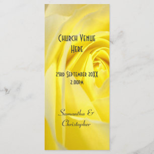 Bright yellow rose floral church wedding program programme