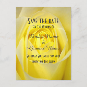 Bright yellow rose flower save the date announcement postcard