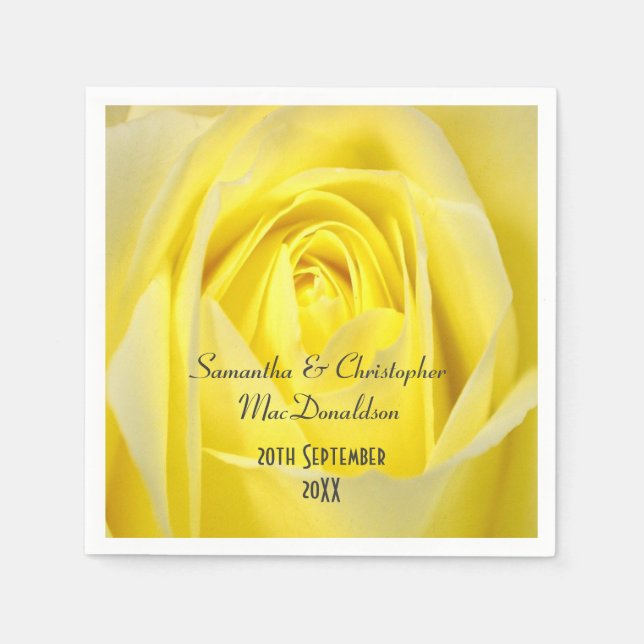 Bright yellow rose flowers country wedding napkin (Front)