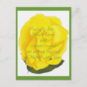 Bright Yellow Rose Save the date wedding postcards
