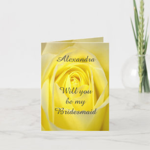 Bright yellow rose will you be my bridesmaid invitation