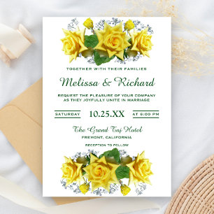 Bright Yellow Roses Floral Wedding Invitation