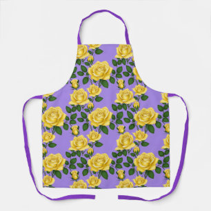 Bright Yellow Roses With Green Leaves Apron