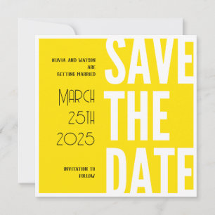Bright Yellow Save the Date Invitation