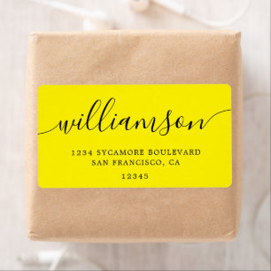 Bright Yellow Script Family Return Address 