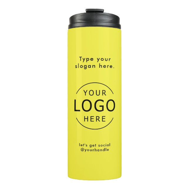 Bright Yellow Simple Logo Company Swag Thermal Tumbler (Front)