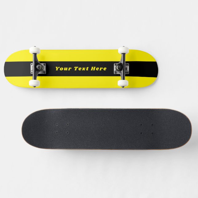 Bright Yellow Skateboard with Your Custom Message (Horz)