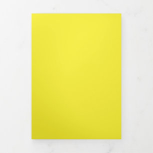 Bright Yellow Solid Background Minimalist Design Tri-Fold Invitation