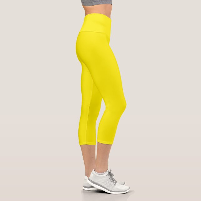 Bright Yellow Solid Colour Capri Leggings (Right)