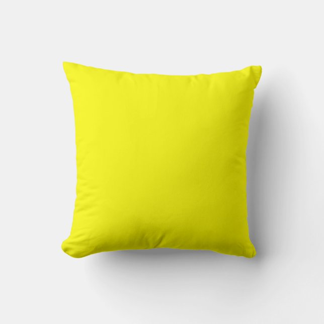 Bright yellow solid plain c Custom Throw Pillow (Front)