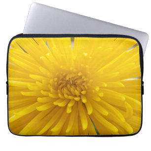 Bright Yellow Spiky Dahlia Close-Up Photograph Laptop Sleeve