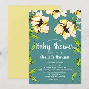 Bright Yellow Spring Flower Garden Baby Shower Invitation