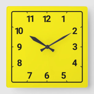 Bright yellow square wall clock