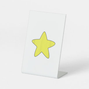 Bright Yellow Star Belly Shirt, Distressed Gold St Pedestal Sign