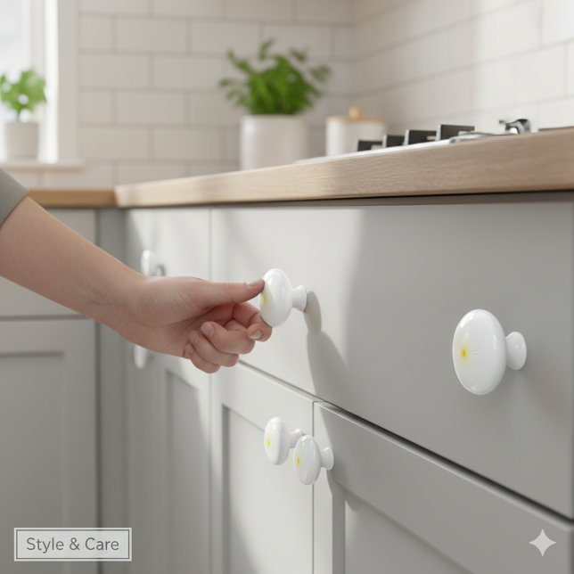 Bright Yellow Star Mark on Stylish Ceramic Knob (Bright Yellow Star Mark on Stylish Ceramic Knob)