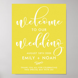 Bright Yellow Stylish Script Welcome Wedding Sign