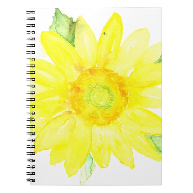Bright Yellow Summer Sunflower Watercolor Notebook (Front)