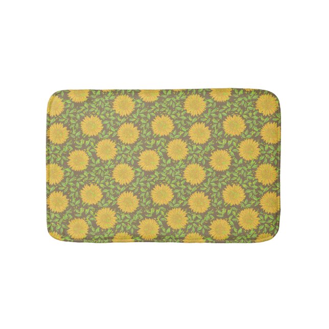 Bright Yellow Summer Sunflowers Bath Mat (Front)