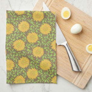 Bright Yellow Summer Sunflowers Tea Towel