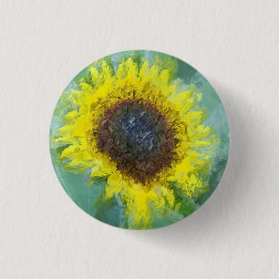 Bright Yellow Sunflower 3 Cm Round Badge