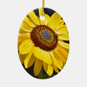 Bright yellow sunflower ceramic tree decoration