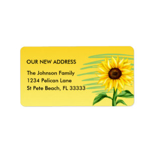 Bright Yellow Sunflower Change of Address Label