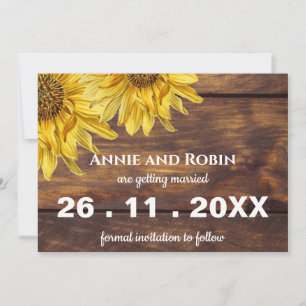 Bright Yellow Sunflower Country Barn Wedding Save The Date