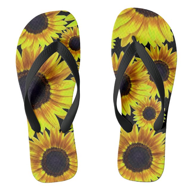 Bright Yellow Sunflower – Flip Flops (Footbed)