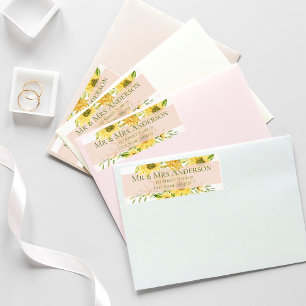 Bright Yellow Sunflower Floral Return Address