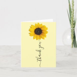 Bright Yellow Sunflower Hand Lettered Thank You Card