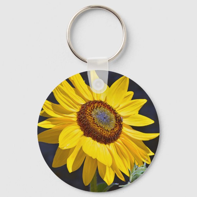 Bright yellow sunflower key ring (Front)