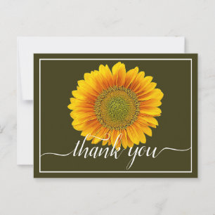 Bright Yellow Sunflower Moss Background Thank You Postcard