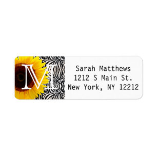 Bright Yellow Sunflower on Zebra Print Stripes