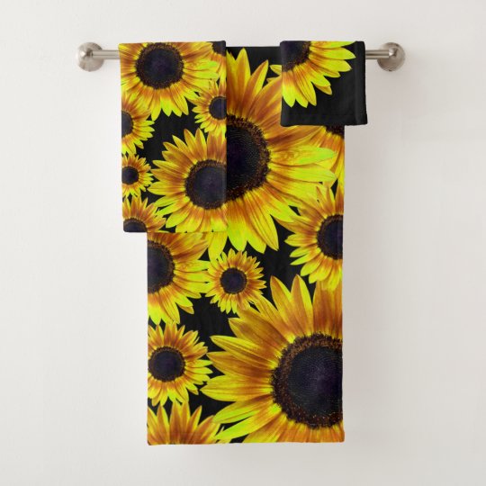 Bright Yellow Sunflower Pattern Bath Towel Set Zazzle.co.uk