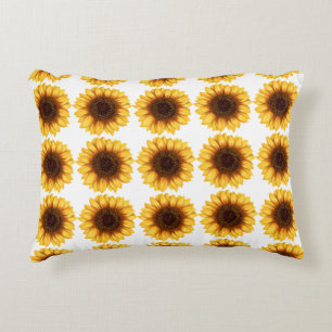 Bright Yellow Sunflower Pattern Decorative Accent Cushion