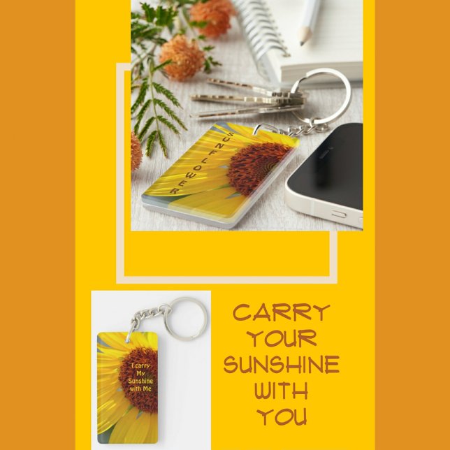 Bright Yellow Sunflower Personalised Key Ring (Creator Uploaded)
