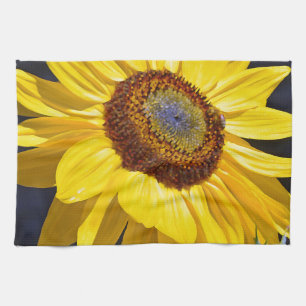 Bright yellow sunflower tea towel