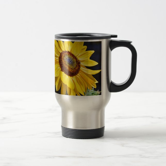 Bright yellow sunflower travel mug (Right)