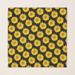 Bright Yellow Sunflowers on Black Background Scarf<br><div class="desc">A pattern of bright yellow sunflowers on black background.</div>