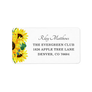 Bright Yellow Sunflowers Wedding Return Address Label