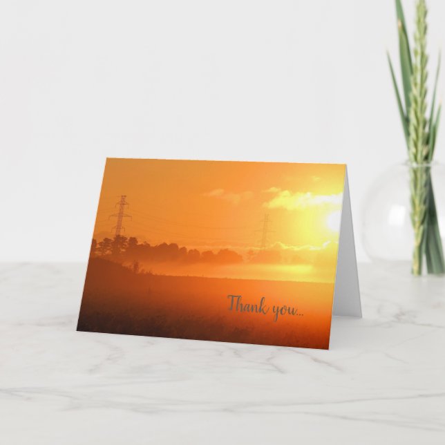 Bright Yellow Sunrise Morning Fog Thank you cards (Front)