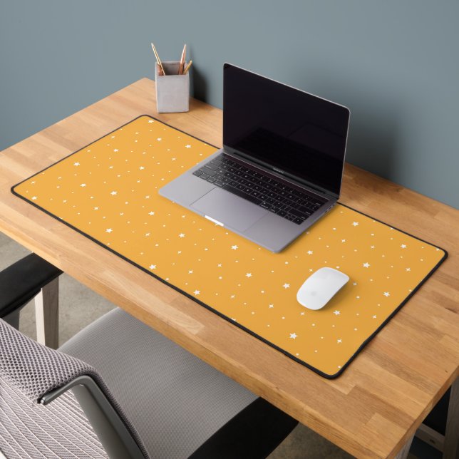Bright Yellow Sunshine Celestial Stars Aesthetic Desk Mat (Office 2)
