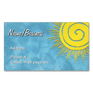 Bright Yellow Sunshine In Blue Sky Custom   Magnetic Business Card