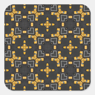 Bright Yellow Taxi Cab Pattern Square Sticker